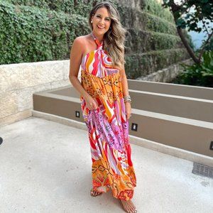 Sundress Colorful Halter Maxi - medium